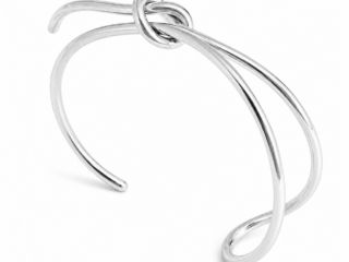 Γυναικείο Βραχιόλι Aura Tie Open Cuff από Ανοξείδωτο Ατσάλι Επιχρυσωμένο 18Κ Ανοιχτού Τύπου Ασημί