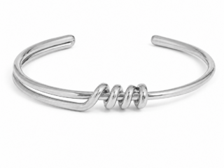 Γυναικείο Βραχιόλι Spiral Eternity Open Cuff από Ανοξείδωτο Ατσάλι Επιχρυσωμένο 18Κ Ανοιχτού Τύπου Ασημί