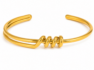 Γυναικείο Βραχιόλι Spiral Eternity Open Cuff από Ανοξείδωτο Ατσάλι Επιχρυσωμένο 18Κ Ανοιχτού Τύπου Χρυσό