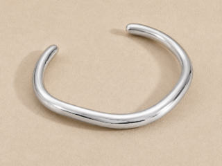 Γυναικείο Βραχιόλι Silver Fluid Contour Open Cuff από Ανοξείδωτο Ατσάλι Ανοιχτού Τύπου Ασημί